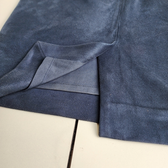 The Limited Womens Faux Suede Navy Blue Pencil Skirt Retro Chic Stretch Pencil 4 - Picture 10 of 10